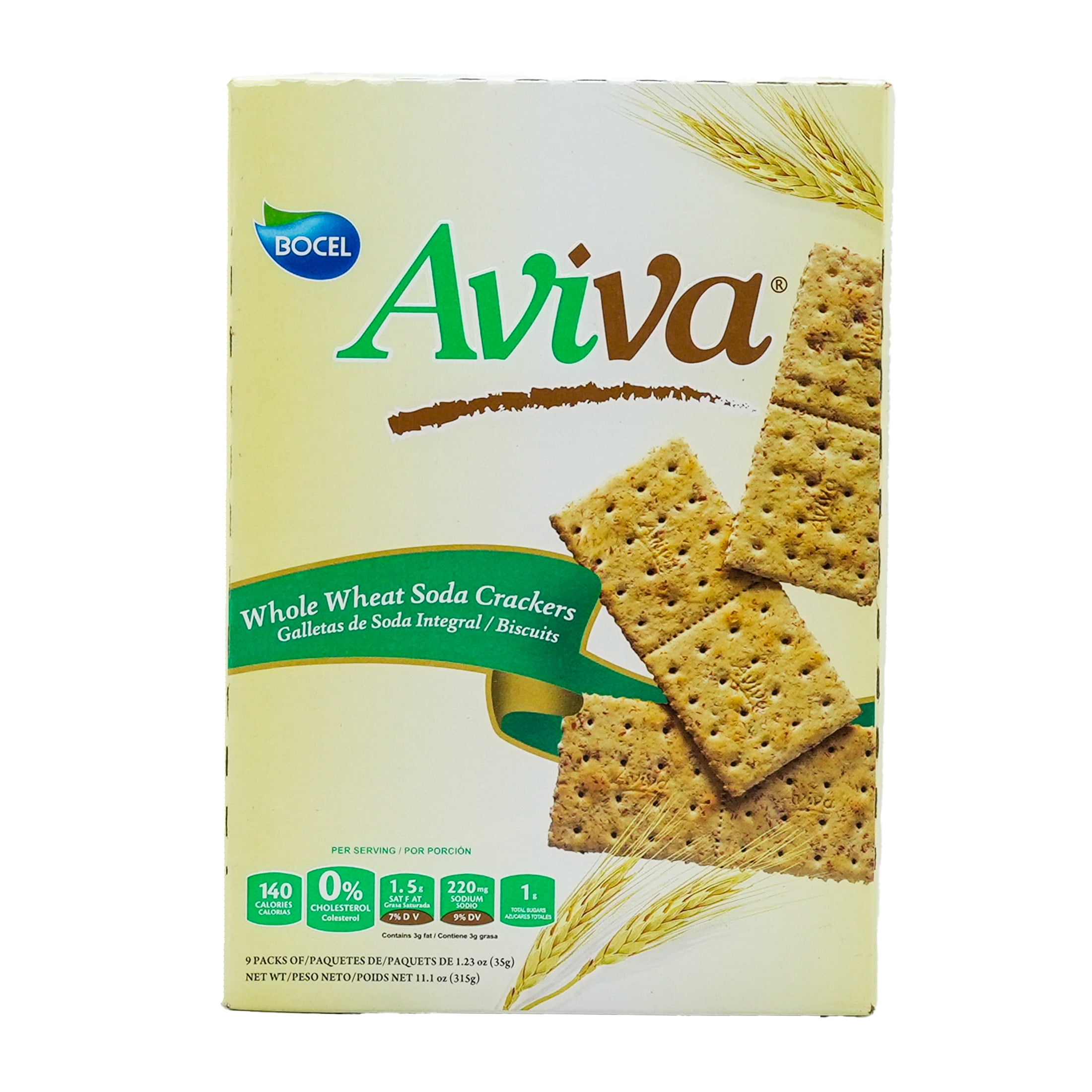 Aviva Whole Wheat Soda Crackers, Shelf Stable, 9 pack, 11.01oz