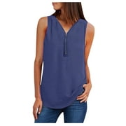 Aviva Womens Casual Vest Shirt Ladies V Neck Sleeveless Loose T-Shirt Blouse Tee Top