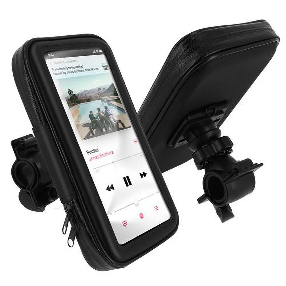 Avizar Bicycle and Motorcycle Smartphone Holder Handlebar Mount Waterproof Zippered Cover - Black