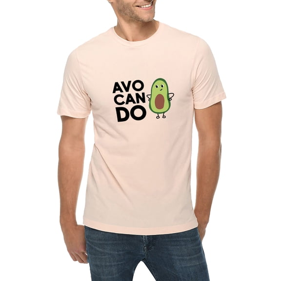 Avo-Can-Do Graphic Design Ring Spun Combed Cotton Short Sleeve Deluxe Jersey T-Shirt - Pale Pink XL