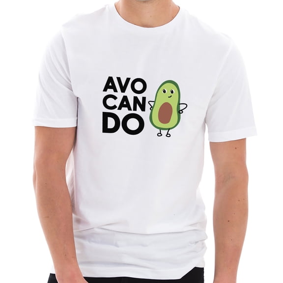 Avo-Can-Do Graphic Design Ring Spun Combed Cotton Short Sleeve Deluxe Jersey T-Shirt - White XL