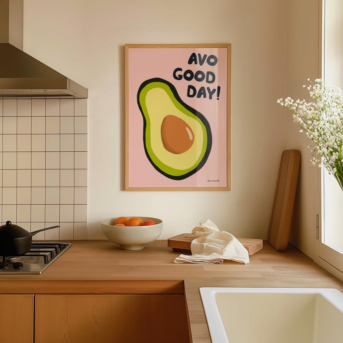 Avo Good Day Wall Art Print, Avocado Breakfast Club Kitchen Decor ...