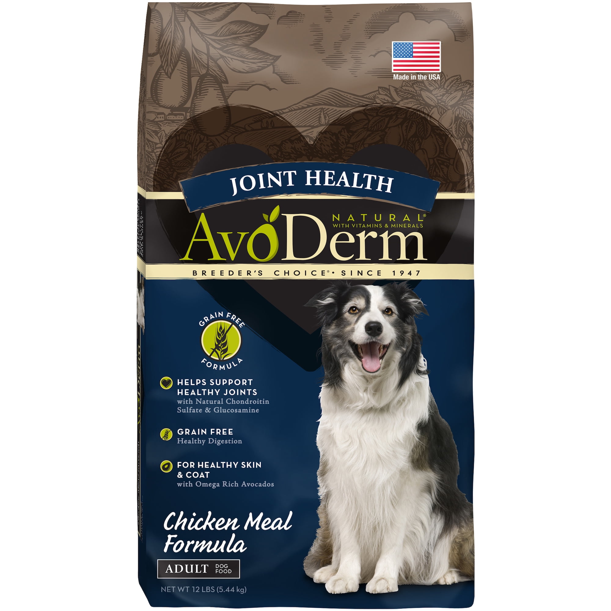 AvoDerm Joint Health Grain Free Chicken Meal Dry Dog Food 12LB