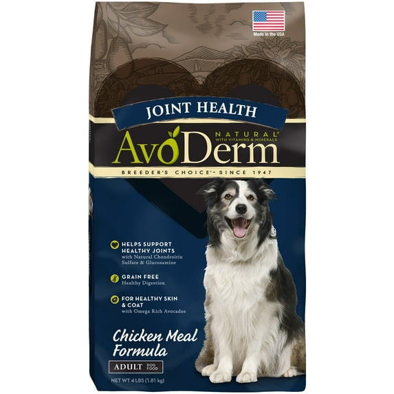 AvoDerm Joint Health Grain Free Chicken Meal Dry Dog Food 4LB