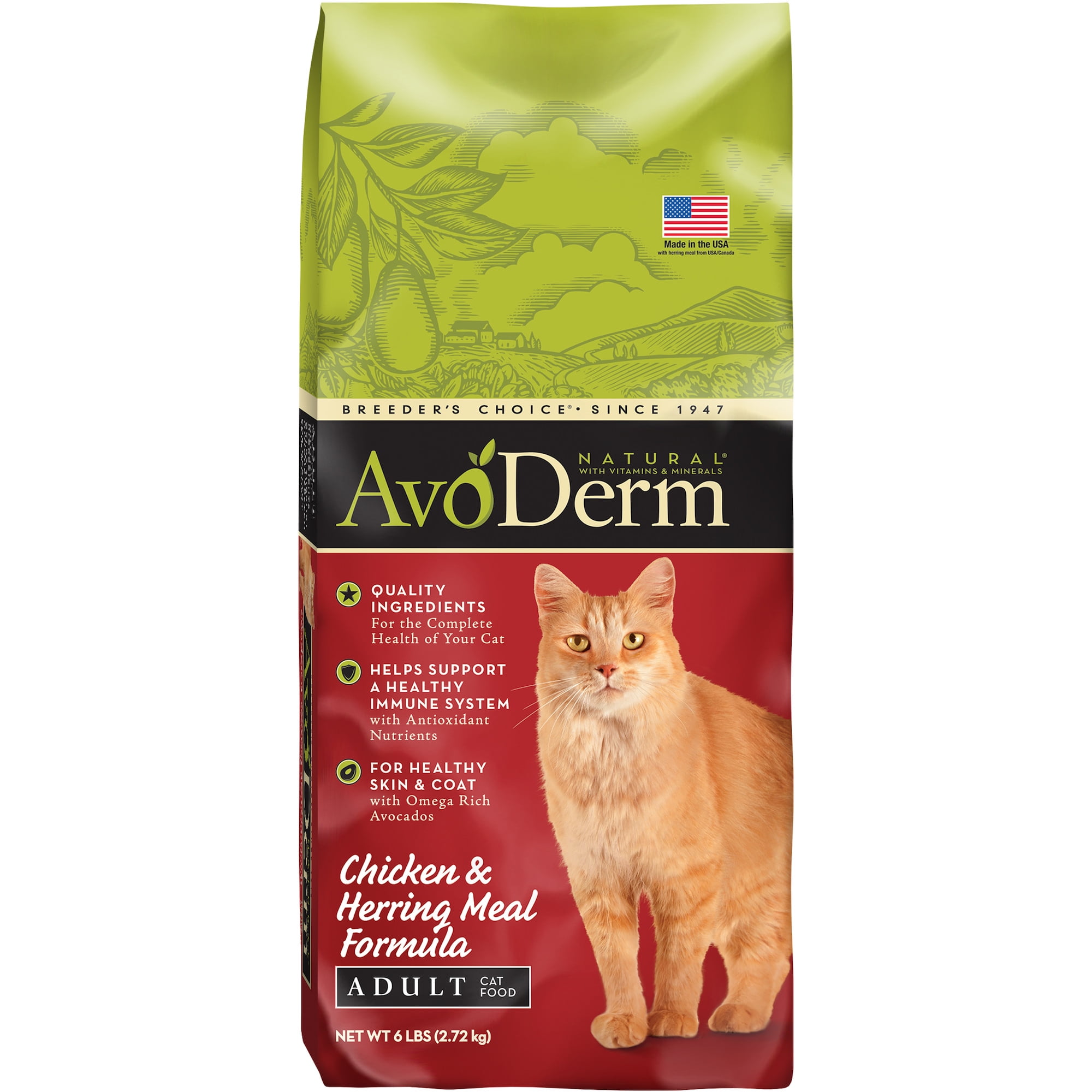 AvoDerm Natural Chicken & Herring Corn-Free Dry Cat Food, 6 lb