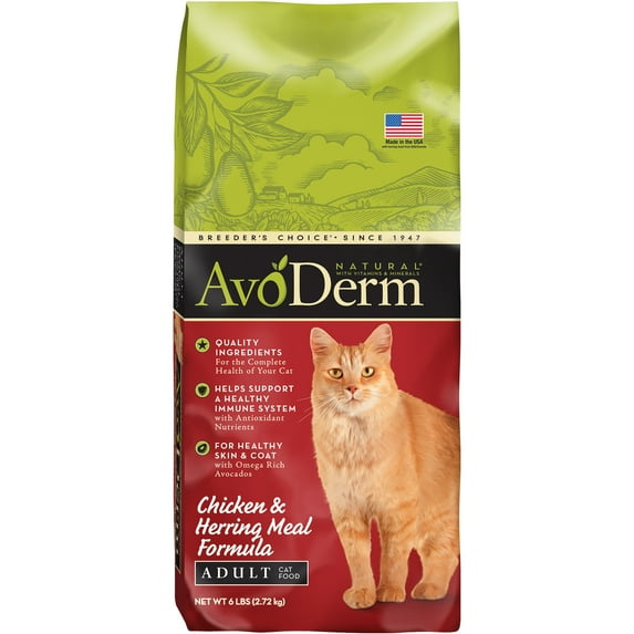 AvoDerm Natural Chicken & Herring Corn-Free Dry Cat Food, 6 lb