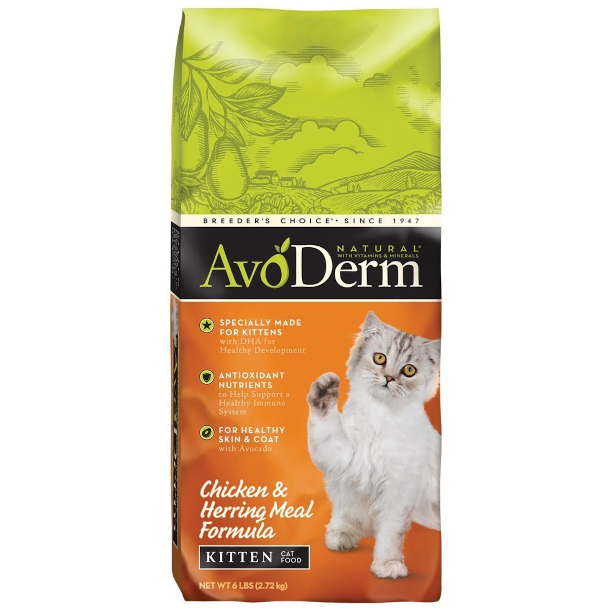 AvoDerm Natural Chicken & Herring Meal Formula Kitten Dry Cat Food, 6 lb