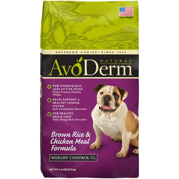 AvoDerm Natural Chicken Meal and Brown Rice Formula Weight Control Dog Food, 4.4-Pound
