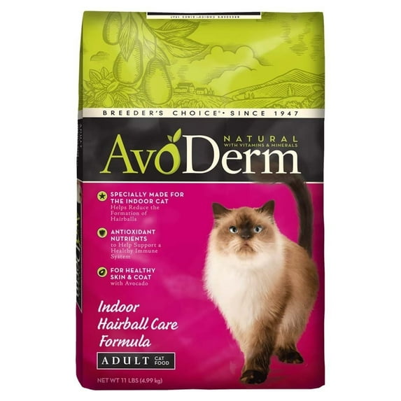 AvoDerm Natural Indoor Hairball Formula Corn Free Cat Food, 11-Pound