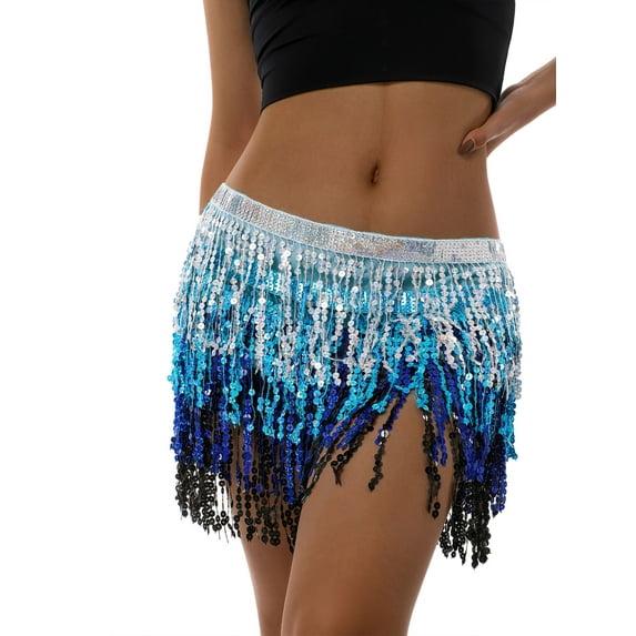 AvoDovA Women Sequin Tassels Mini Skirt High Waist Lace Up Fancy Shiny Glitter Fringe Half Dress Carnival Party