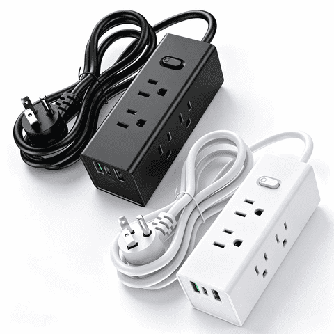 Avoben Rotating flat Plug Power Strip With 6 Widely Spaced Sockets, 2 USB-C Ports And 1 USB-A Port, 1440J Surge Protector, 5-Foot Extension Cord, Suitable For Home, Travel And Office(Pack of 2)