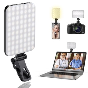 Avoben 60 LED Portable Selfie Light Video Conference Lighting with Clip & Camera Tripod Adapter Rechargeable 2200mAh CRI 97+, 3 Light Modes for Phone iPhone Webcam Laptop Photo Makeup