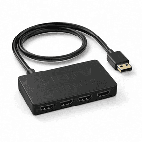 Avoben HDMI Splitter 1 in 4 Out [w/ 4 Ft Hdmi Cable]Not for Extended Display-Mirror Same Screen Only, 4K 1x4 HDMI Splitter 1 to 4 for 3D 1080P@60Hz, Copy 1 Source to 4 Displays at The Same Time