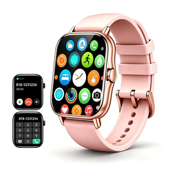 Avoben smart fitness watch comes with a fitness tracker, 1.85-inch touchscreen, activity tracker, weather display, and pedometer. This is a unisex smartwatch (pink).