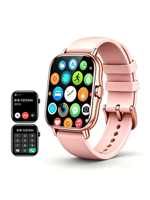 smart fitness watch comes with a fitness tracker, 1.85-inch touchscreen, activity tracker, weather display, and pedometer. This is a unisex smartwatch (pink).