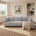thumbnail image 1 of Avobird 100-inch L-shaped Sofa with dual charging ports at the arms, Corduroy Fabric, Upholstered Deep Seat Couches for Living Room, Gray, 1 of 7