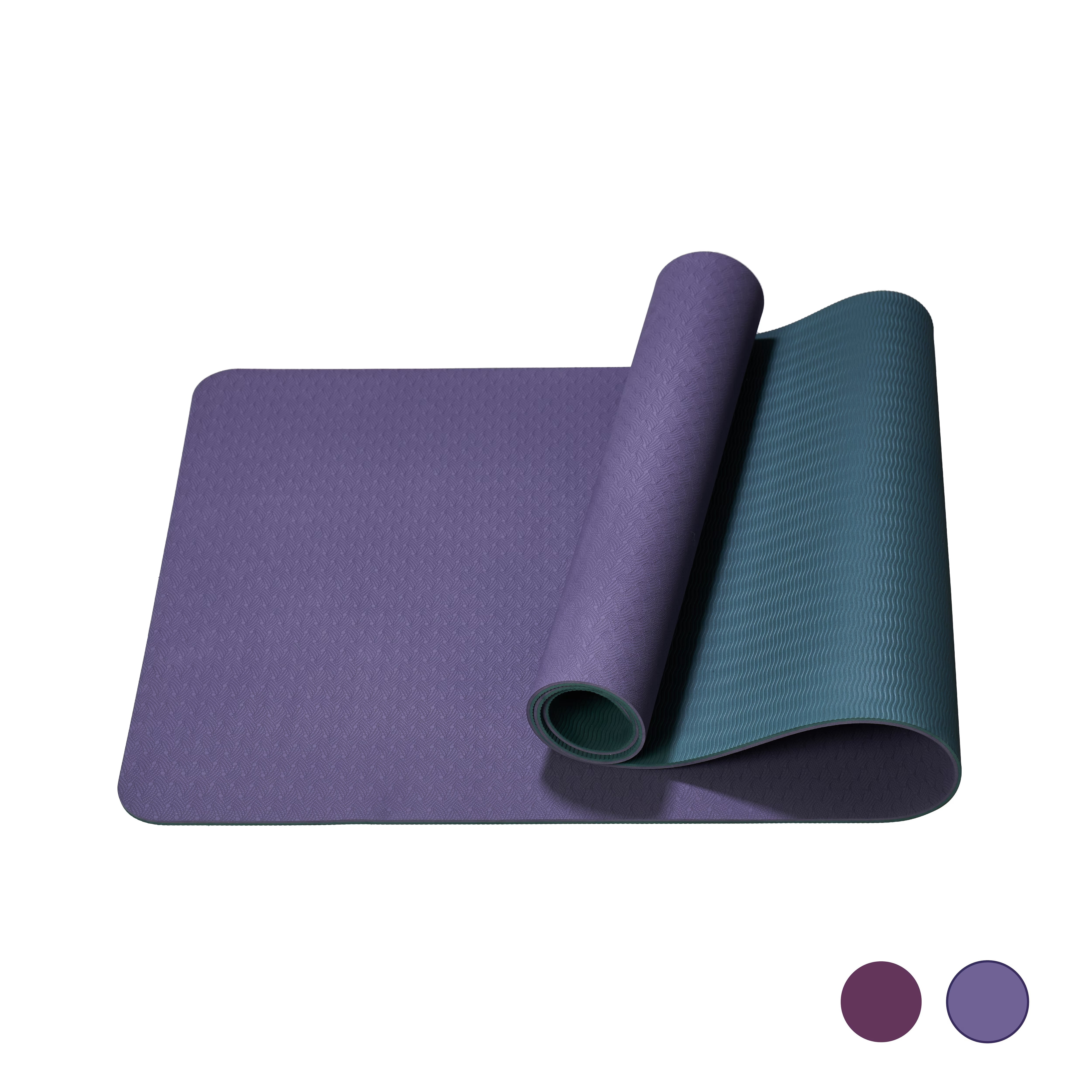 Avobird Yoga Mat, Non-Slip Design, Professional TPE Exericise Mat,72" x 24" 5mm Thick, Multi-Purpose Workout Mat for Women, Pilates Fitness and Floor Exercises(Gray+Purple)