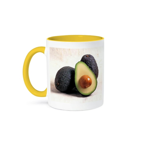 3dRose, Avocado, 11oz Two-Tone Yellow Mug