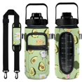 thumbnail image 1 of Avocado 64 Oz Water Bottle with Measurements - BPA Free Leakproof Sport Large Plastic Water Bottle with Straw & Time Marker & Insulated Neoprene Holder Carrier Bag Great Gift for Women Men, 1 of 7