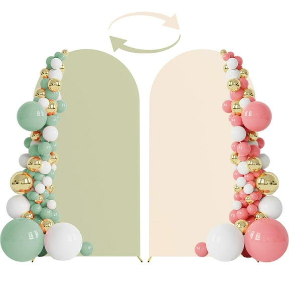 Avocado/Apricot Arch Cover Spandex Fitted Backdrop With Round Top Chiara Stand for ParTty, Birthday, Baby Shower or Banquet Decoration