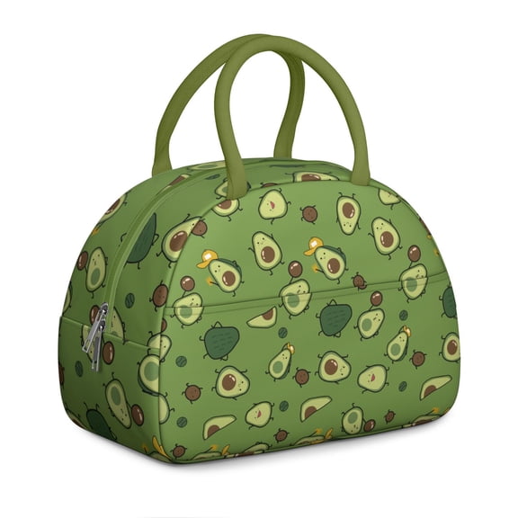 Avocado Art Insulated Lunch Bag, Reusable Cooler Tote with Aesthetic Avocado Print, Perfect for Work, School, and Picnics