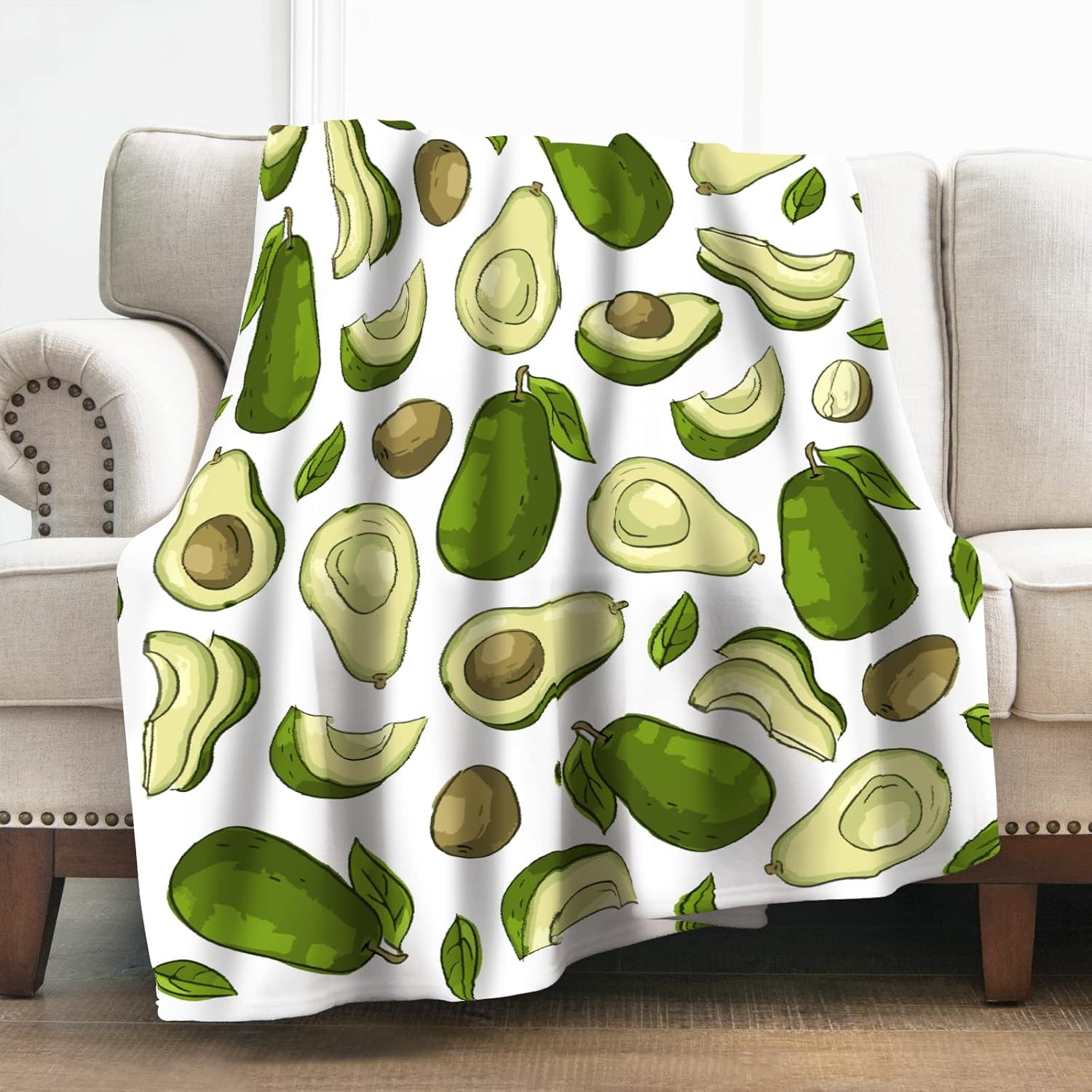 Avocado Print Twin Size Soft Fleece Blanket