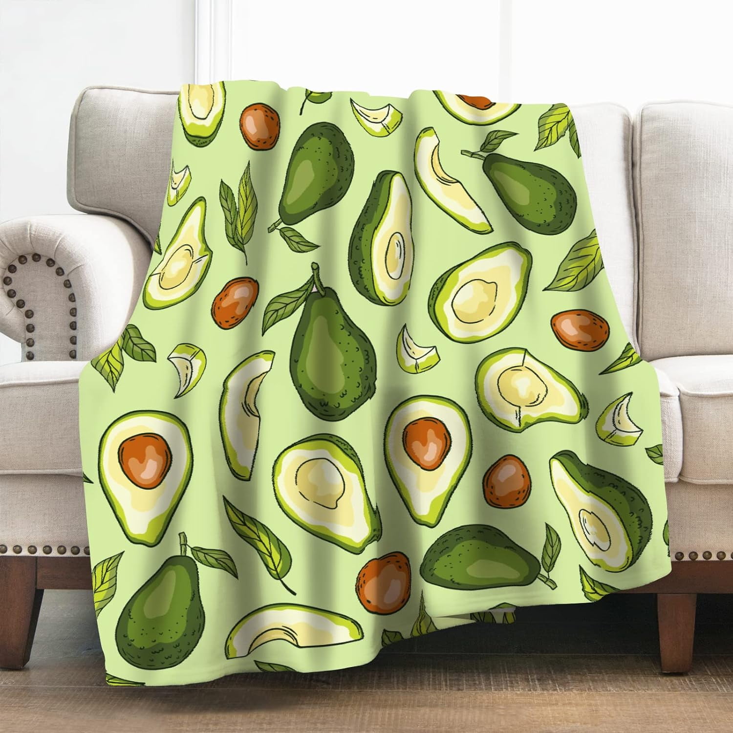 Avocado Print Twin Size Soft Fleece Blanket