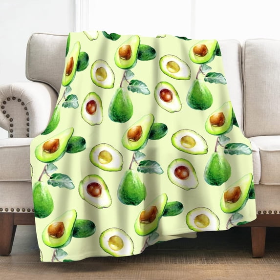 Avocado Blanket Gifts for Women Girls Men Decor for Home Bedroom Living Room Crib Camping, Soft Cozy Fuzzy Lightweight Throw Plush Blankets Green 50"x60"