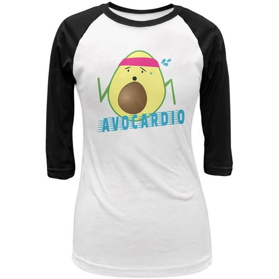 Avocado Cardio Avocardio Juniors 3/4 Sleeve Raglan T Shirt White-Black LG
