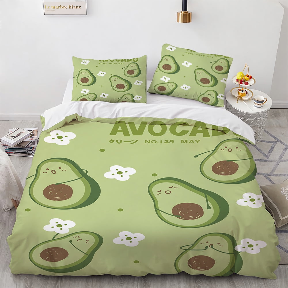 Avocado Cartoon Bedding Set 3pcs for Kids Boys Girls Cute Fruits Theme ...