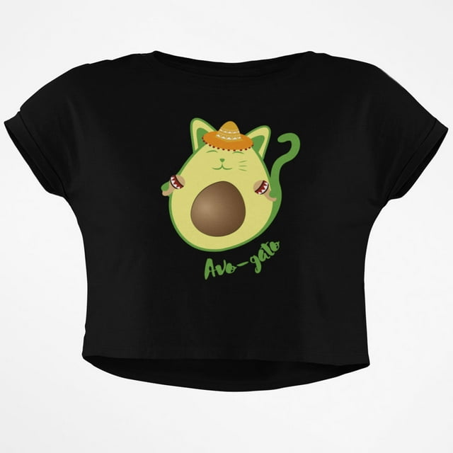 Avocado Cat Avocato Junior Boxy Crop Top T Shirt