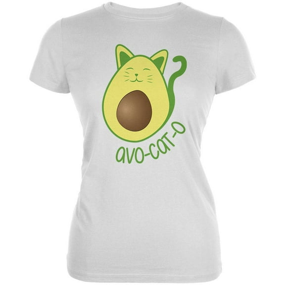 Avocado Cat Avocato Juniors Soft T Shirt White SM