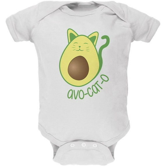 Avocado Cat Avocato Soft Baby One Piece White 0-3 M