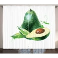thumbnail image 1 of Ambesonne Avocado Curtains 2 Panel Set, Pastel Exotic Autumn, 108" x 108", Brown and Emerald, 1 of 3