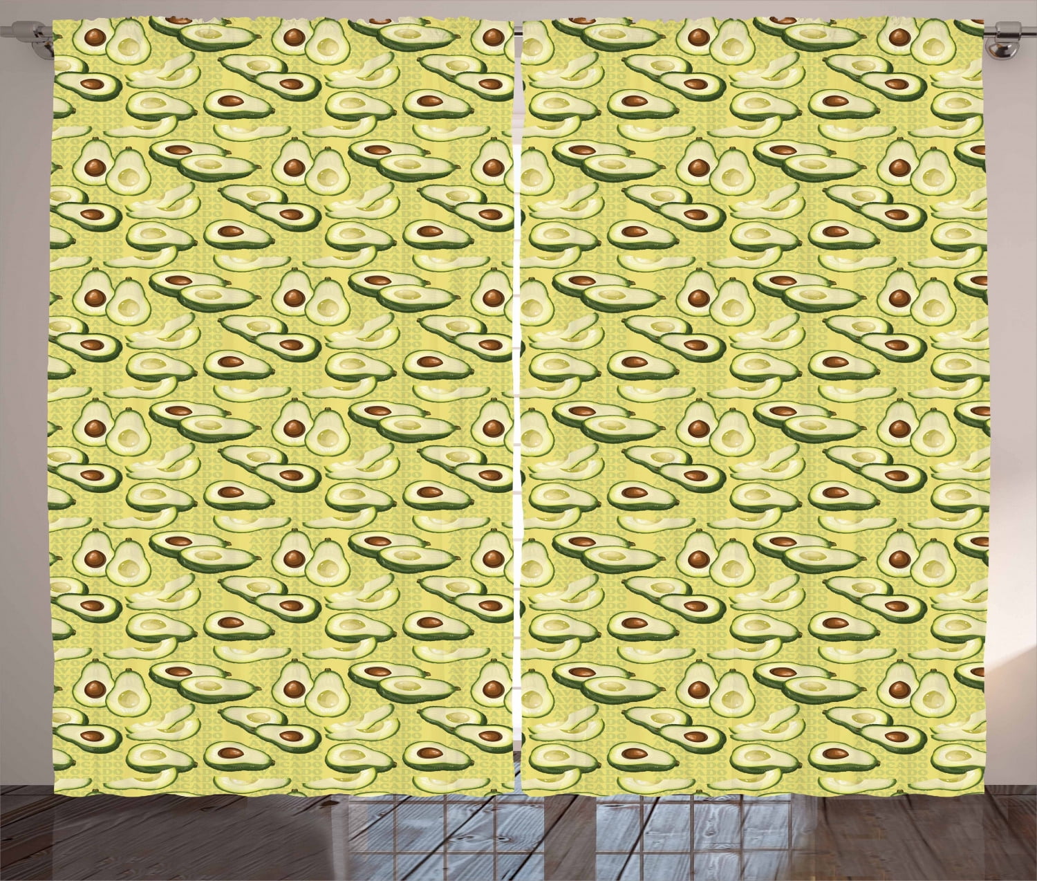 Ambesonne Avocado Curtains 2 Panel Set, Ripe Avocado Slices, 108" x 96 ...