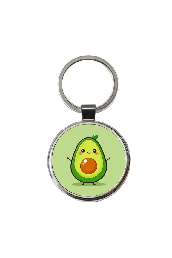 Avocado Cute Metal Round Keychain