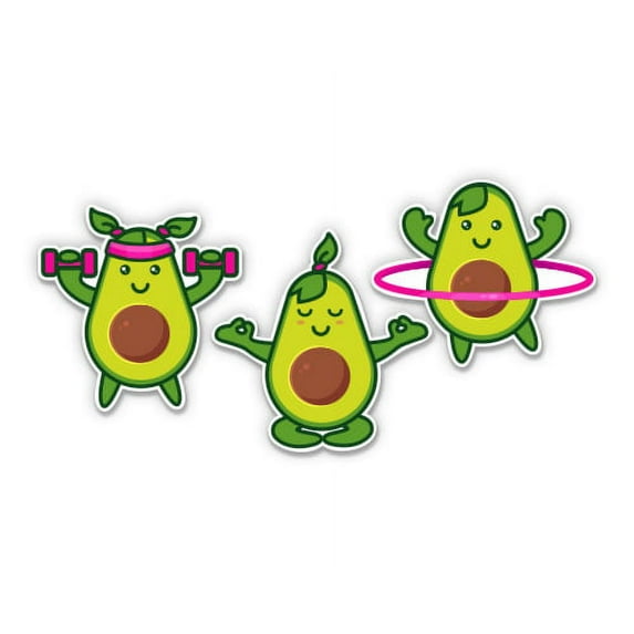 Avocado Cuties Working Out Exercise Gym - 8" Each Vinyl Stickers Waterproof Decals