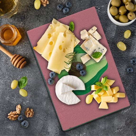 Avocado Cutting Board, Cut out Slice of Fresh and Healthy Avocado with Vibrant Summer Colors, Decorative Tempered Glass Cutting and Serving Board, in 3 Sizes, by Ambesonne