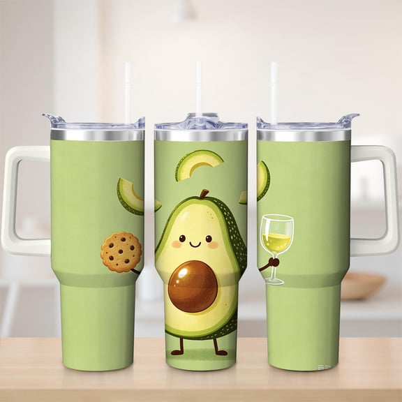 Avocado Design Stainless Steel Insulation Mug with Lid and Handle, for mom, 30oz