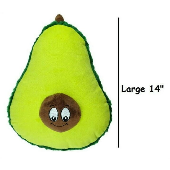 Avocado Dog Toys Plush Stuffed Smiling Food Squeaker Choose Size 7" or 14" (Large - 14")