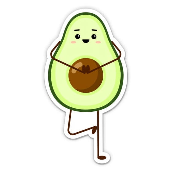 Avocado Doing Yoga Cute - 3" Vinyl Sticker - For Car Laptop Water Bottle Phone - Waterproof Decal