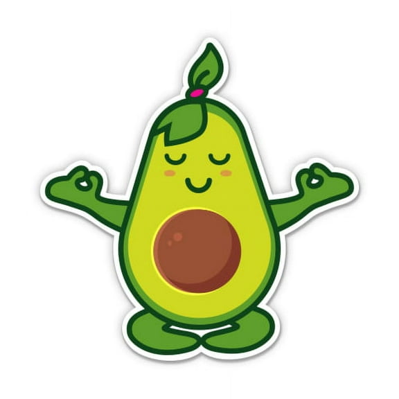 Avocado Doing Yoga Cute Girl - 3" Vinyl Sticker - For Car Laptop Water Bottle Phone - Waterproof Decal