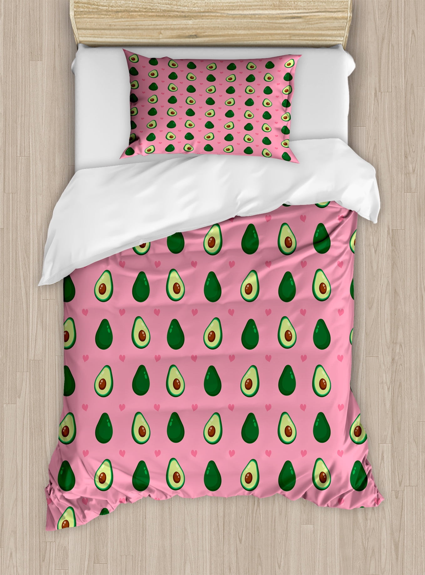 Green Avocado Pattern Print Duvet Cover Bedding Set
