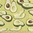thumbnail image 1 of Ambesonne Avocado Fabric by the Yard Upholstery, Ripe Avocado Slices, 10 Yards, Green Pale Green Brown, 1 of 4