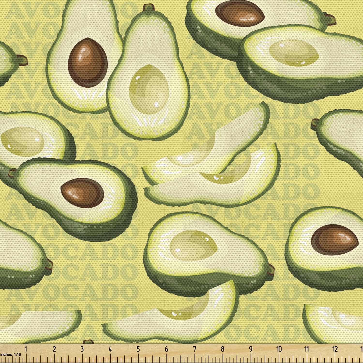 Ambesonne Avocado Fabric by the Yard Upholstery, Ripe Avocado Slices, 3 ...