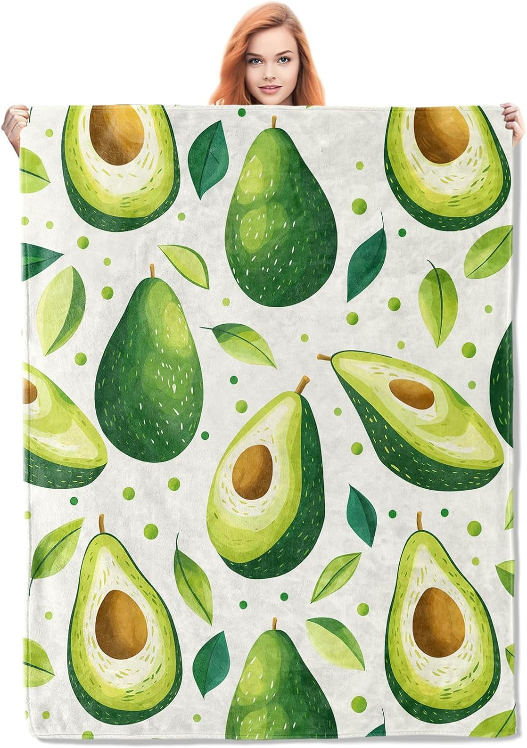 Orange Avocado Pattern Print Throw Blanket main image 0