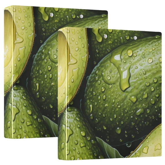 Avocado Fruit 3 Ring Binders 1.5 inch Hardcover File Folders with Interior Pockets A4 Size Organizer for School Office Hospital Set of 2