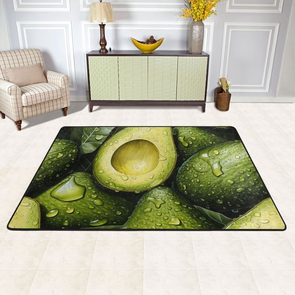 Avocado Fruit Area Rug Washable 72 x 48 Floor Carpet Mat Non Slip for Bedroom Living Room Kids Room Home Decor