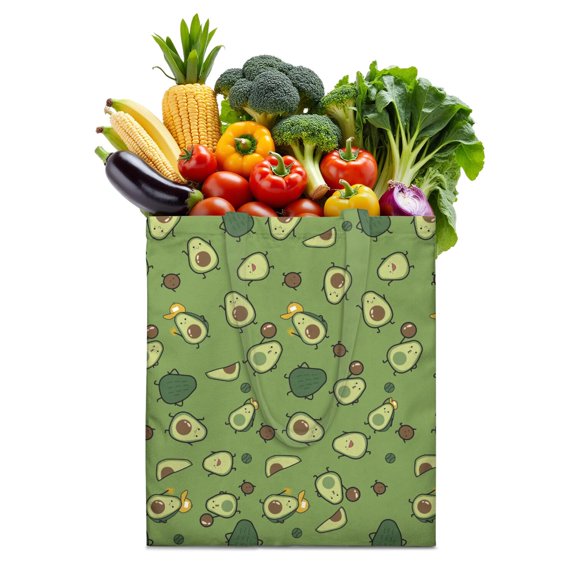 Avocado Fruit Design Reusable Fabric Tote Bag - Foldable, Durable & Spacious Grocery Bag for Eco-Conscious Shoppers
