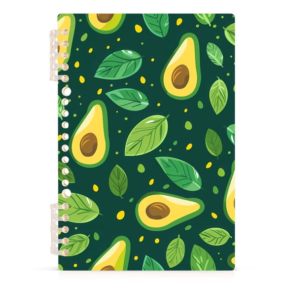 Avocado Fruit Leaves Spiral Journal Notebook College Ruled Notebook 8.3" x 5.7" A5 Lined Thick Paper Page